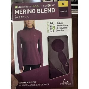Paradox Women Smallpurple Merino Blend Performance Base Layer Long Sleeve Shirt